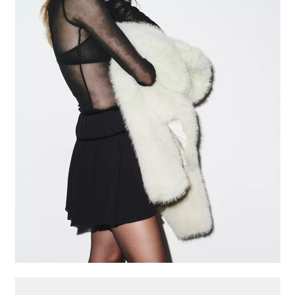 Zara NWT BLACK VELVET BOW GEORGETTE MINI SKIRT - Picture 6 of 9